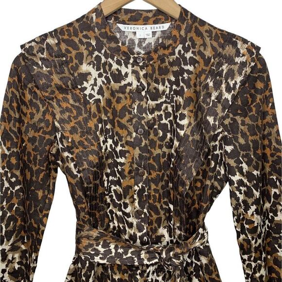 Veronica Beard Hanneli Animal Print Linen Shirtdress Womens Size 0 NWOT $495 - Picture 4 of 14